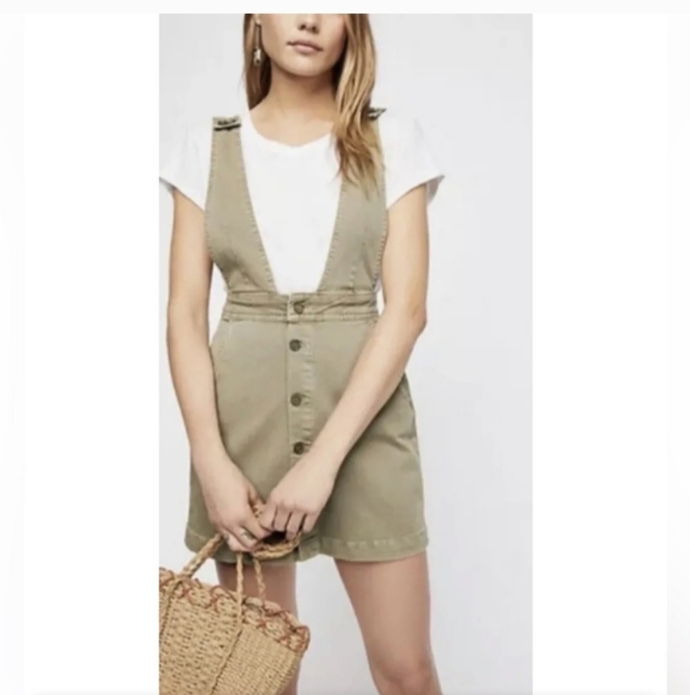 WE THE FREE Mallory Jumper Overall Dress Skirt Women’s Size 12 Military Green